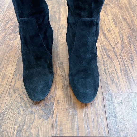 Sam Edelman • Thora Knee Boots black suede leather tall block heel almond toe - Picture 6 of 12